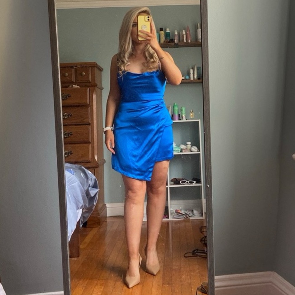 Zara blue satin dress